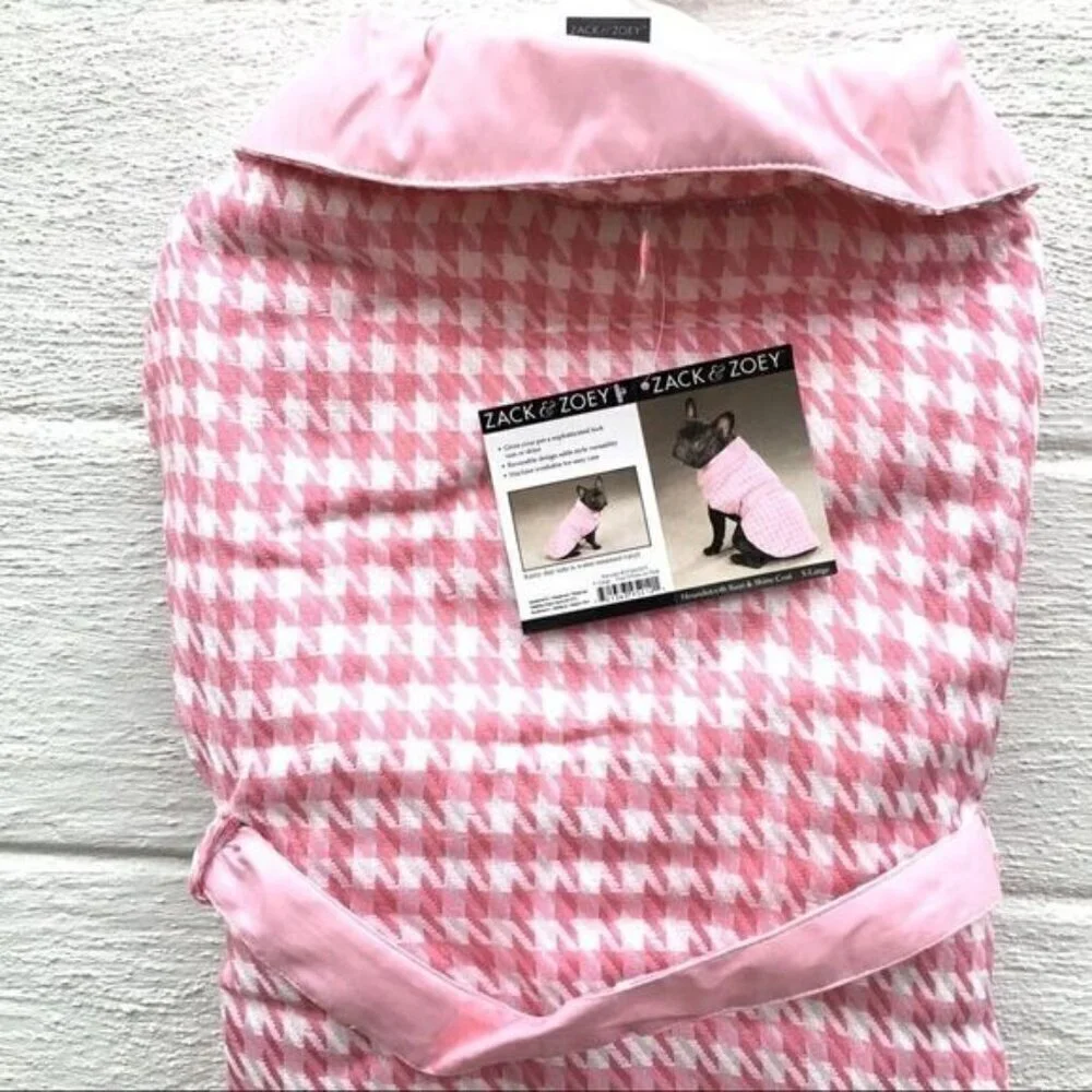 Zack & Zoey Houndstooth Rain & Shine Dog Coat Reversible Rain Jacket XL